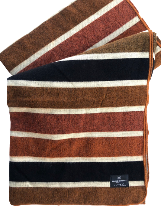 100% Recycled Handmade Caminante Blanket In Rusty