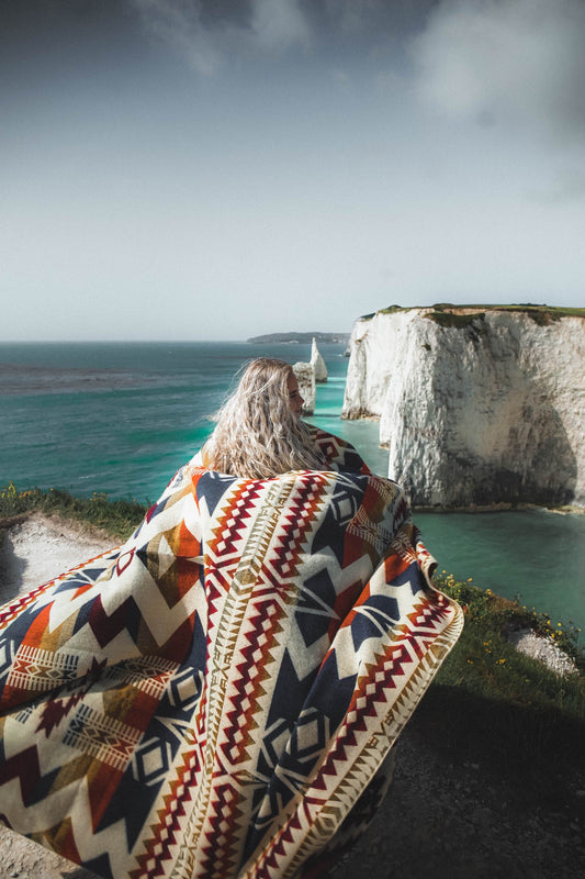 100% Recycled Handmade Awa Blanket In Vibrant Autumn