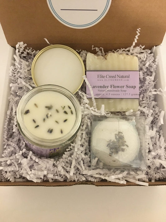 Lavender Flower Soap & Botanical Candle Gift Set