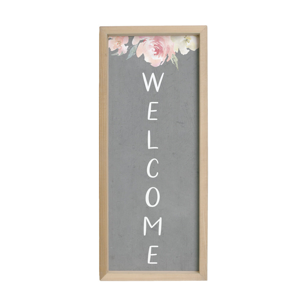 Welcome Floral Rustic Framed Wall Decor