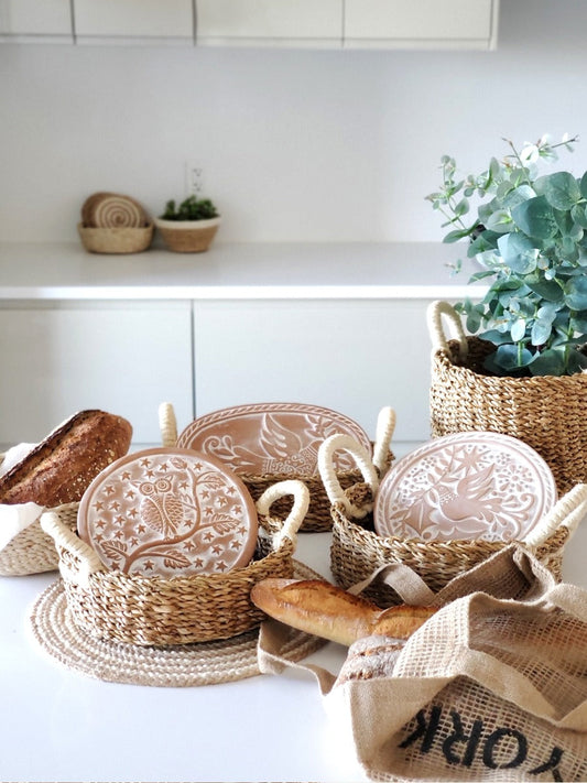 Oval Bread Warmer & Seagrass Basket - Bird